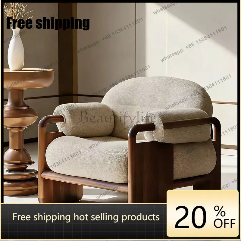 YJ New Chinese-style North American black walnut single seat Italian light luxury office furniture