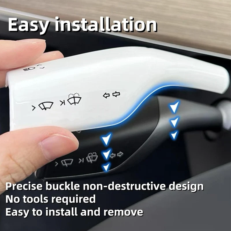 2PCS Car Wiper Rod Steering Rod Cover Knob Protective Cover Gear Handle Decorative Patch Interior Accessories For Tesla Model3/Y