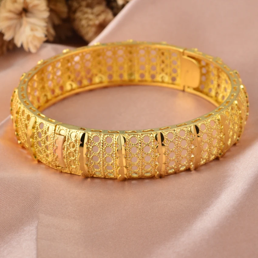 Wando Gold Color Women Bangle Ethiopia Dubai Arab Bangles for Women Ethiopian Bracelets Wedding Jewelry African Gifts