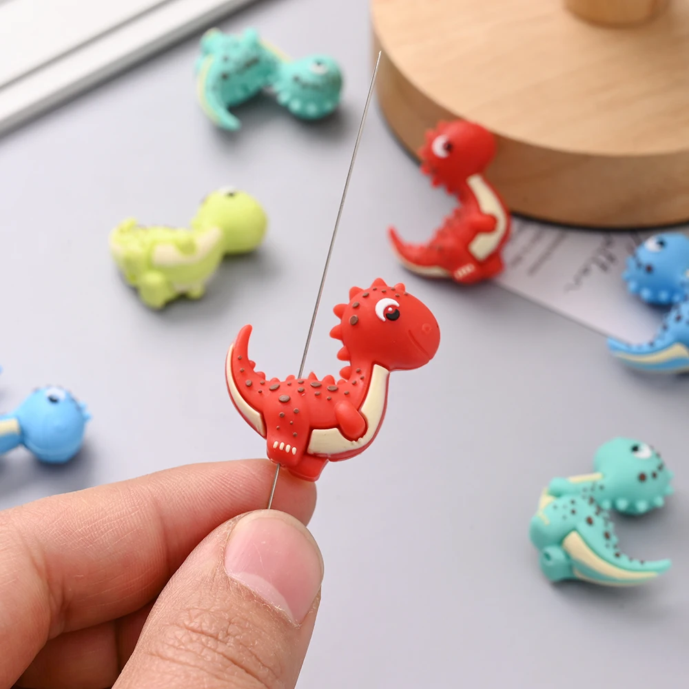 5pcs Coloful Cute Dinosaur Silicone Beads For DIY Baby Pacifier Chain Beaded Pen Keychain Jewelry Accessories