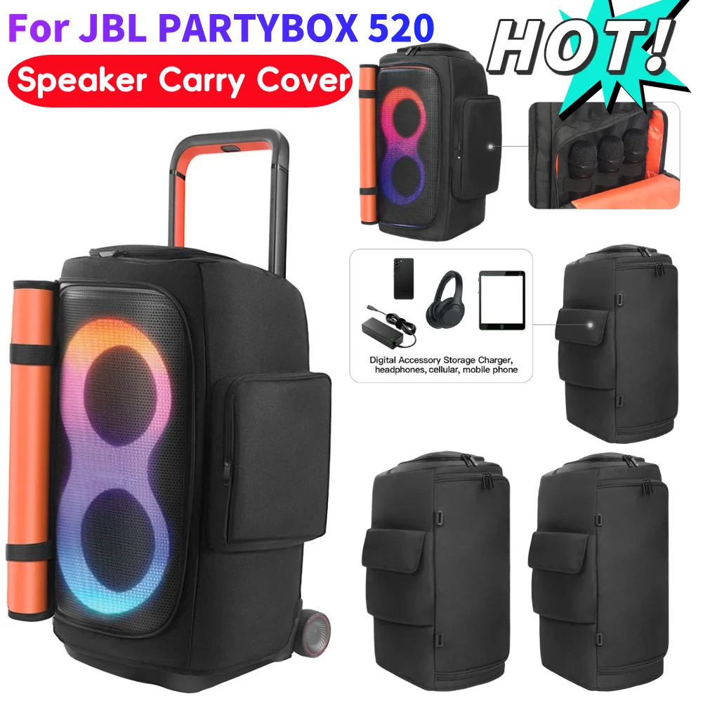 

Чехол для переноски динамика для JBL PARTYBOX 520, пылезащитный чехол для портативного динамика с карманом для микрофона, двухсторонняя сумка для хранения динамика для 310/320
