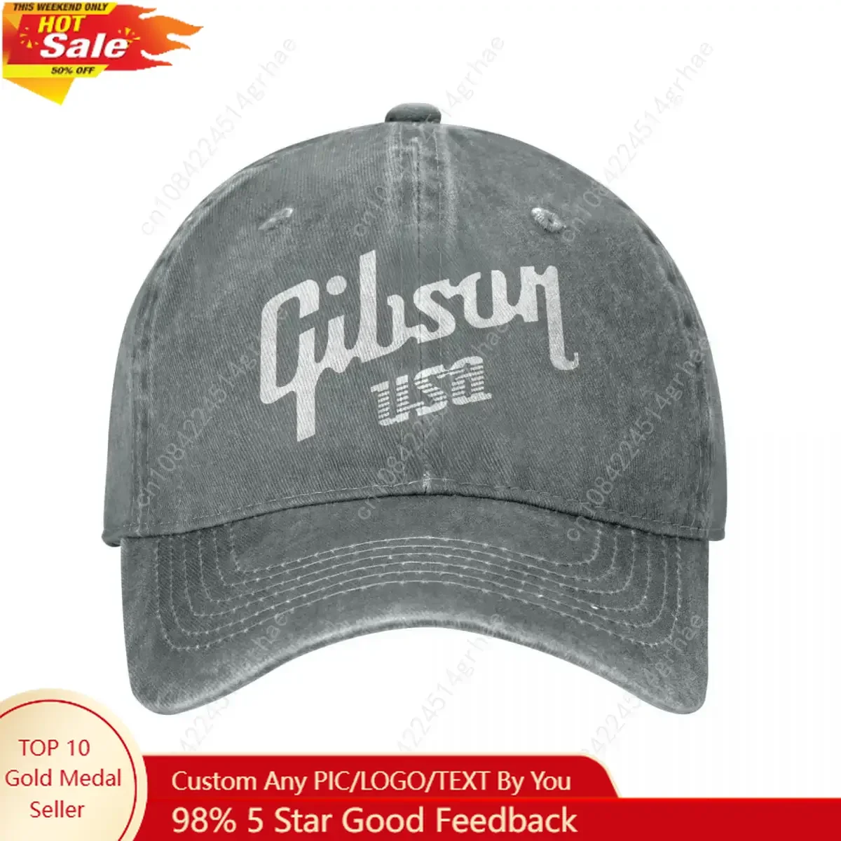 

Gibsons Music 1894 Baseball Cap Vintage Distressed Washed Headwear Men Women Outdoor Summer Adjustable Caps Hat