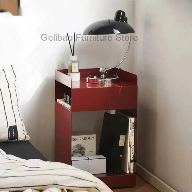 Living Realife Household Mobile Room Side Table Tea Table Bedroom Antique Bedside Table Movable Cart Sofa Side Cabinet 2025 New