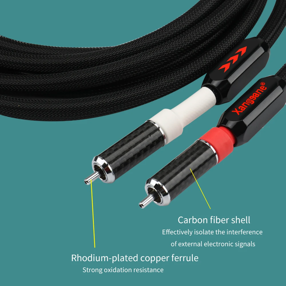 HIFI SP-9003Ag 6N single crystal pure silver audio cable rca cable hifi carbon fiber rhodium-plated plug signal cable