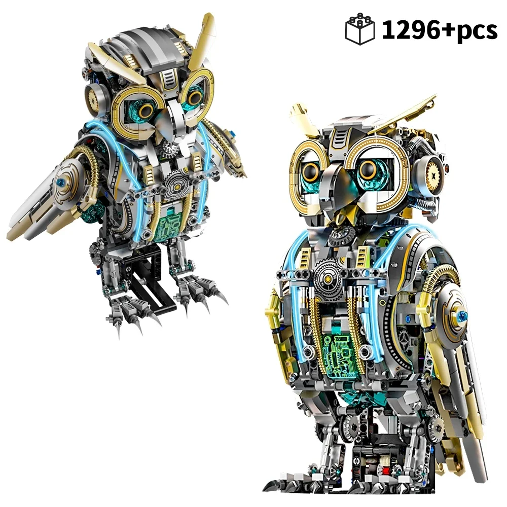 FUNXINEE NIEUW 1296-delige Technische Mechanische Uil Bouwstenen, Tandwielkoppeling Bionische Vogelmodel, Feestdagdecoratie Cadeau