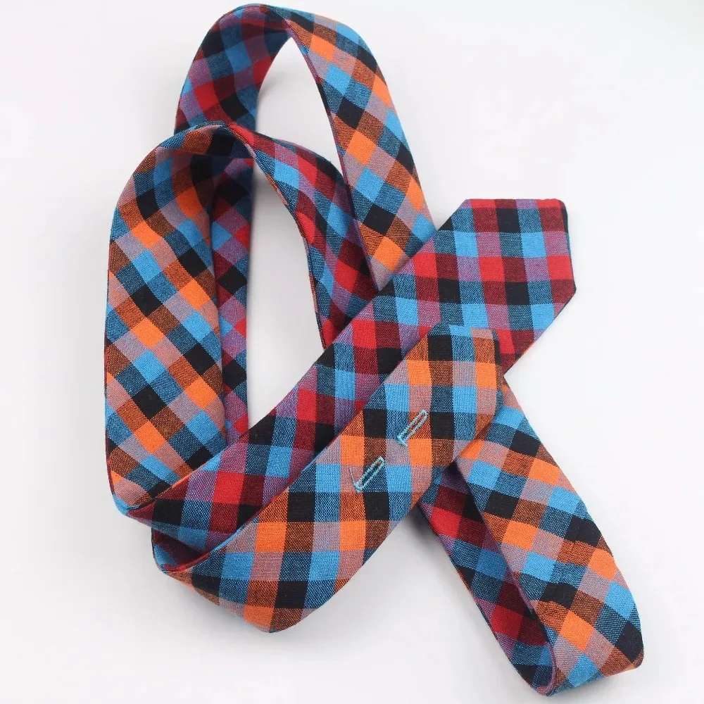 Men's Classic 6cm Seamless Tie Plaid Necktie Casual Double Face Suit Ties Cotton Skinny Slim Colourful Ties Wedding Accessories