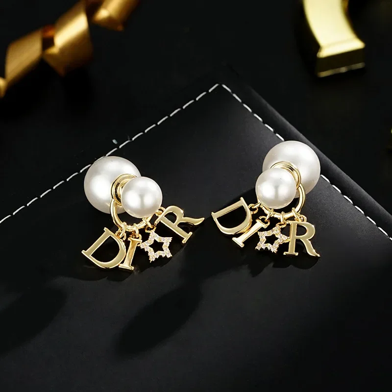 Earrings for Women Retro Luxury Letter Tassel Pearl Temperament Grand High-end Fashion Earrings for Women Daily Party Jewelry