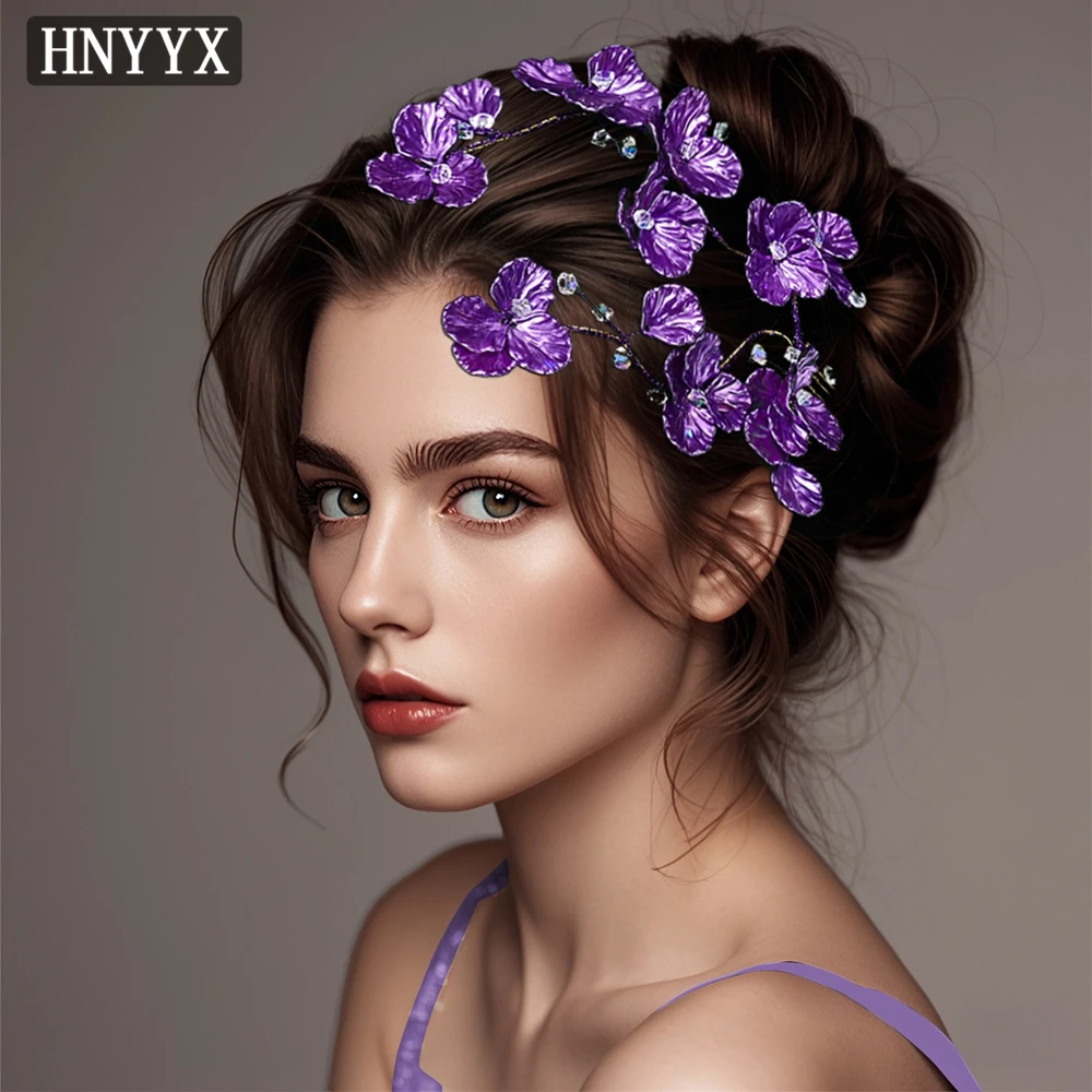 

YouLaPan French Style Bridal Wedding Hair Comb Handmade Purple Alloy Flower Elegant Ladies Banquet Dancing Party Headwear YXA114