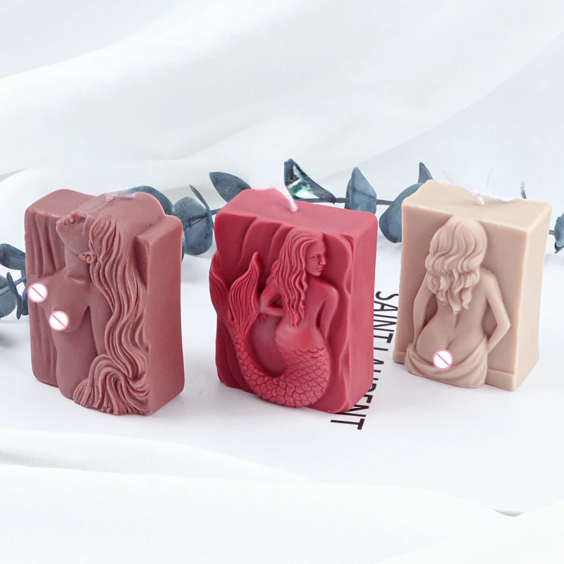 Mermaid Handmade Soap Silicone Mold DIY Geometry Portrait Human Body Soap Making Baking Resin Candle Mold Gift Craft Home Decor