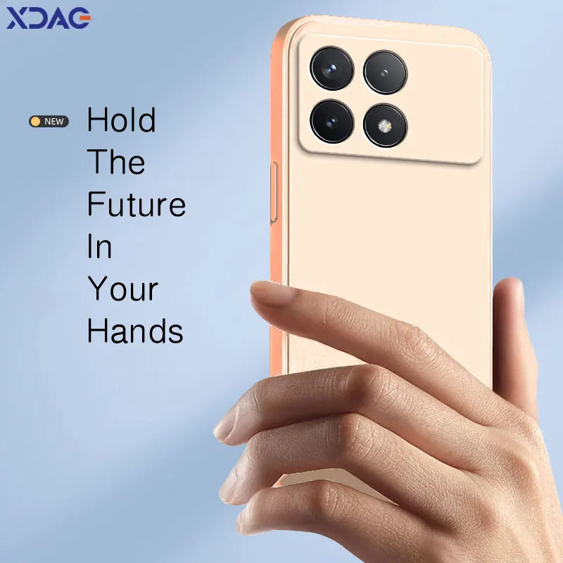 For Xiaomi PocoF6 Poco F6 Pro F6Pro 5G 6.67" Square Liquid Soft Silicone Phone Case Internal Flocking Shockproof Back Covers Bag