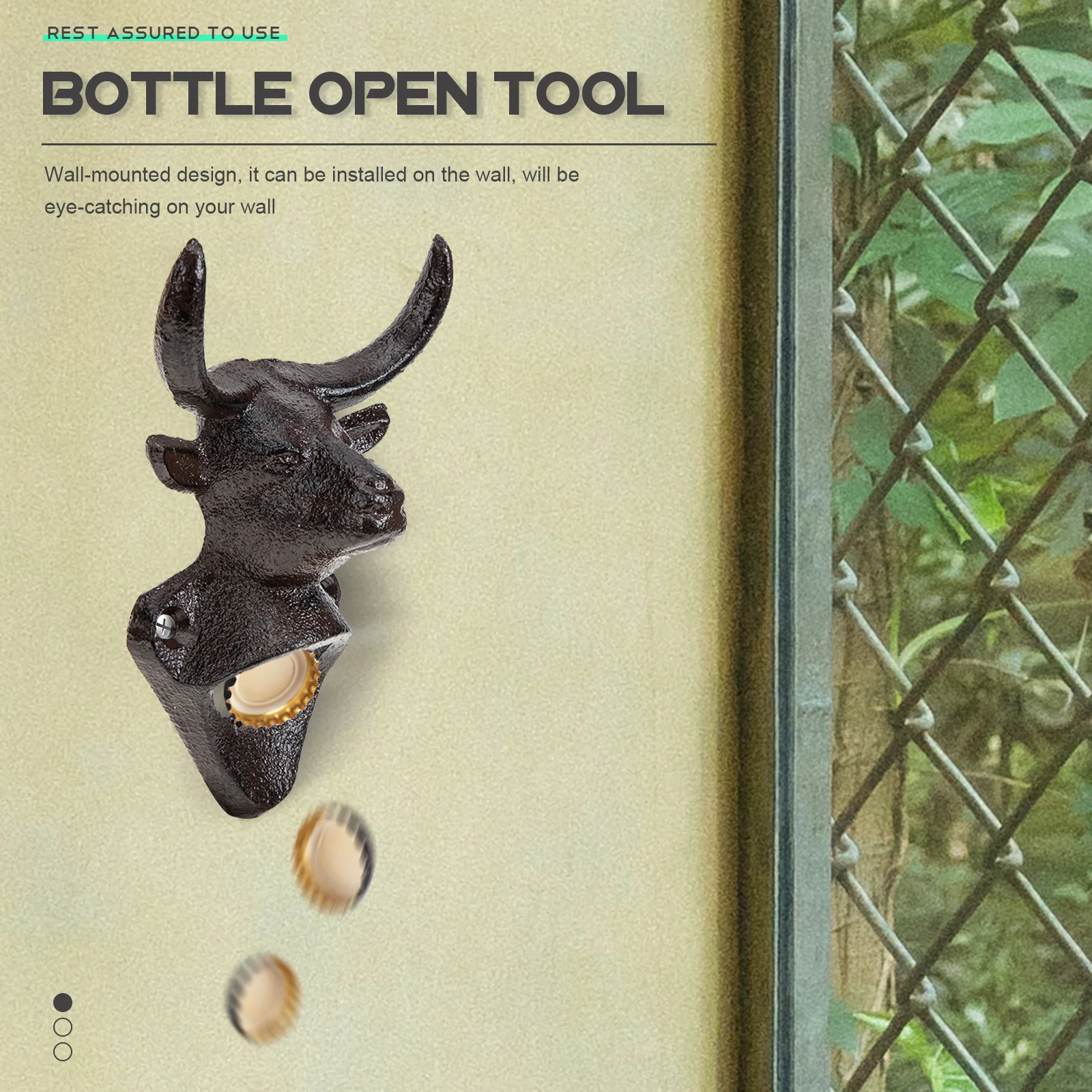 

Cow Head Bottle Opener Premium Iron Wall Mounted Animal Shape Beer Opening Tool Decorative Cast Iron Adornment for Home Bar