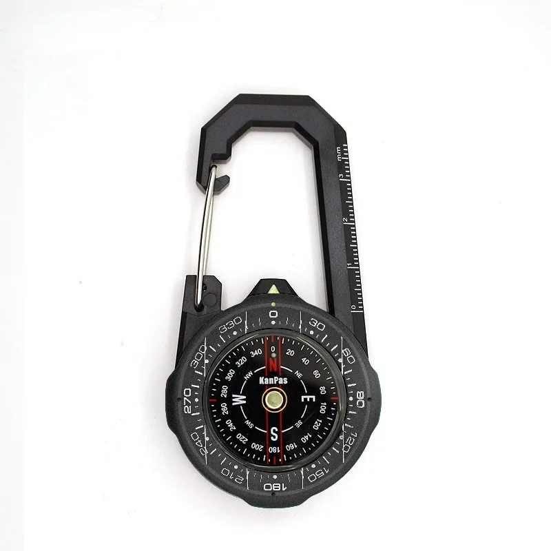 Polaris-Waterproof Carabiner Clip Compass Luminous Rotating Bezel Water Resistant Hiking Survival Backpack Orienteering 60m