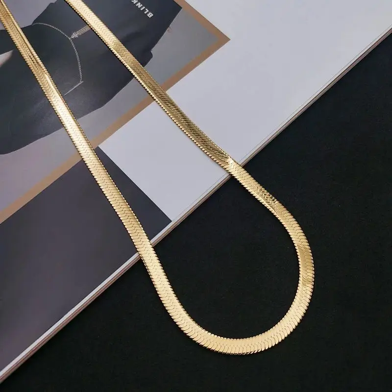 New in Gold 18 k 18/20/22/24 Inch 4MM Blade Men ​Women\'s Chain Necklace Luxury Designer Jewelry  GaaBou Jewellery