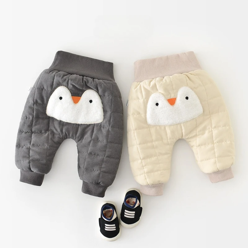 

2025 Children's Winter Thick Cartoon Little Penguin Closed Legs Warm Outerwear Cotton Pants