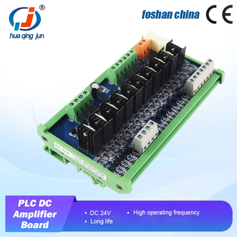 Huaqingjun 10-Channel PLC DC Amplifier Board Optocoupler Isolation PNP Output Module for Injection Machine