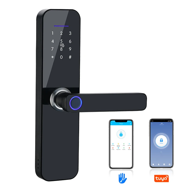 XIMI-Bloqueio Tuya Fingerprint Door Lock, Tuya APP, Smart Biometric e RFID Code Lock, TT Lock, New Arrival, 2021