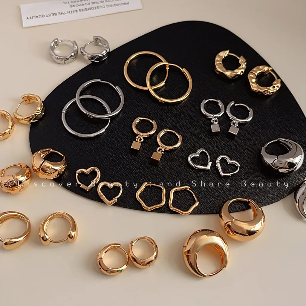 DIY accessories Personal cold wind geometric ear buckles women's simple fashion light luxury zircon earrings high-end versatile