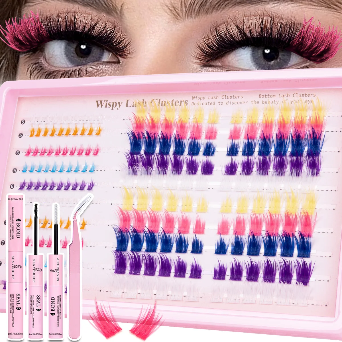 Wimpern-Cluster-Set, Wispy-Wimpernverlängerungen, Natürliches DIY-Wimpernverlängerungs-Set, 10-16mm C-Curl Einzelwimpern mit Kleber und Versiegelung – Detail 9