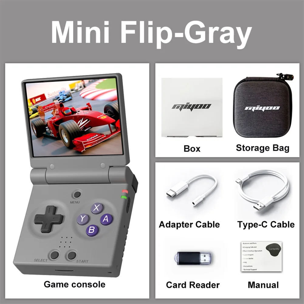 MIYOO Mini Flip Retro Handheld-Spielkonsole, 2,8 Zoll 750*560 IPS-Bildschirm, tragbarer Linux-Emulator Handheld-Spielgerät als Geschenk