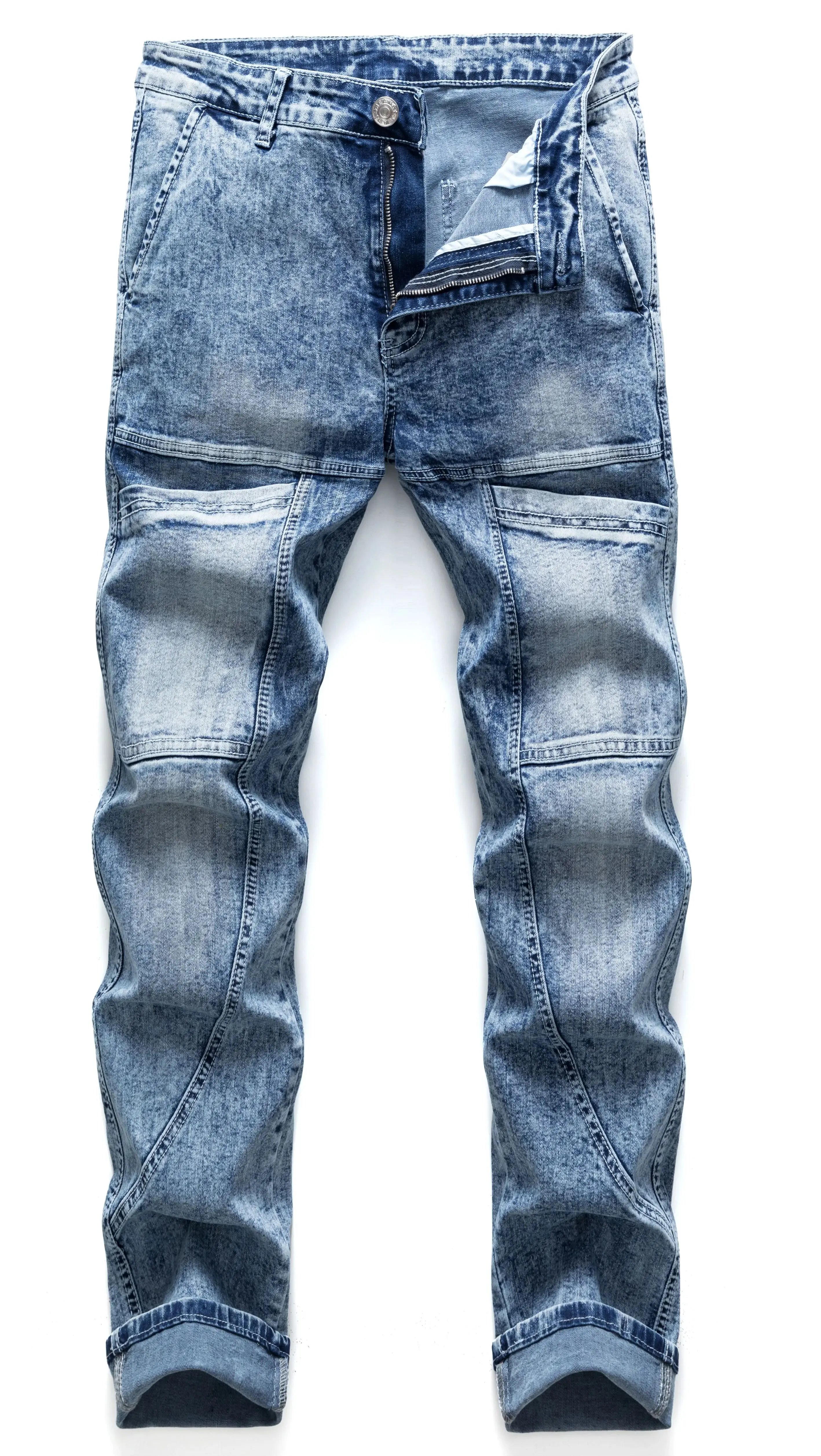 

Мужские синие джинсы прямого кроя, с эффектом потертости, выстиранные, с эффектом осветления, повседневные, стильные.