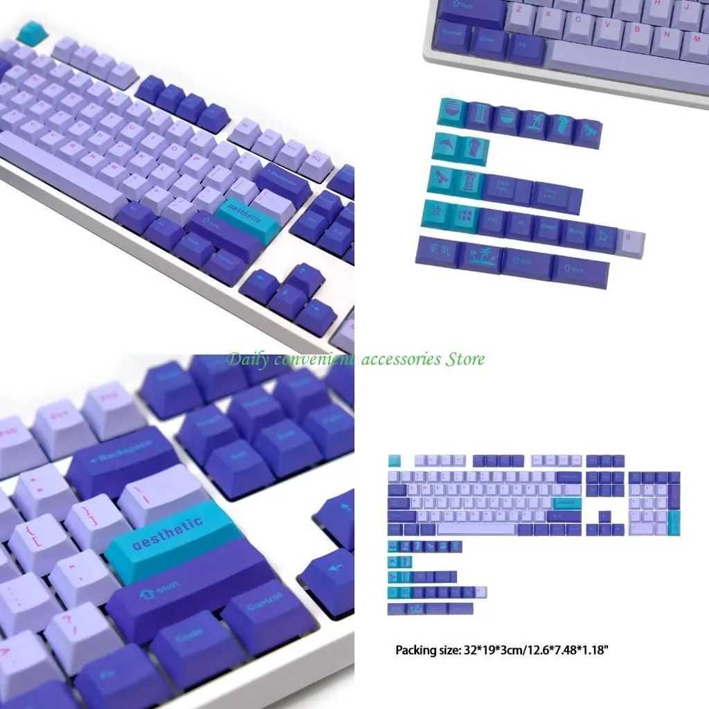 

97QB 128Keys Full Set Customized PBT Dye Subbed Keycap Steam Cherry Profile for