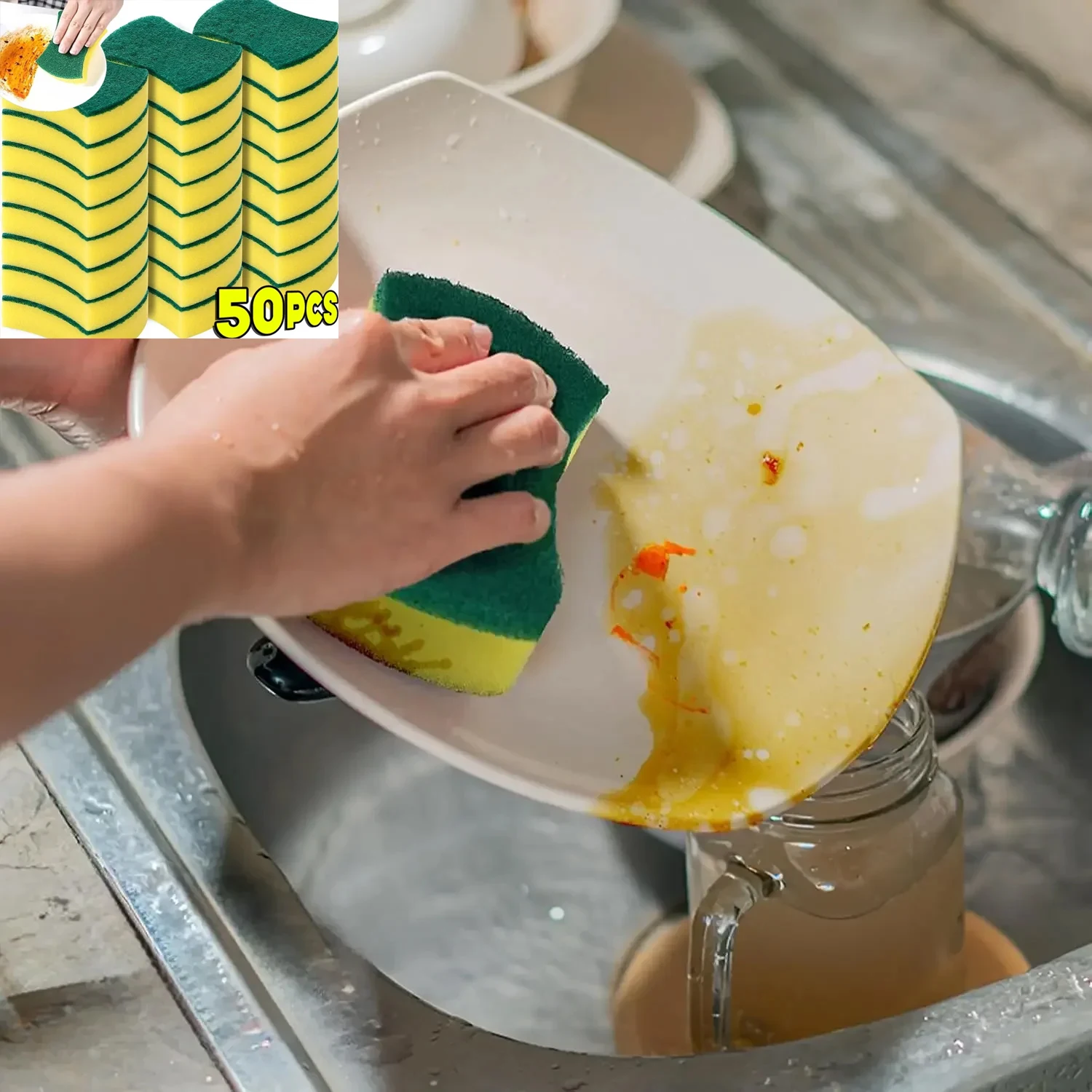 

10 шт., кухонная губка для мытья посуды, мягкая впитывающая чистая губка для мытья посуды, губка для удаления ржавчины, наборы для удаления бытовой щетки для чистки