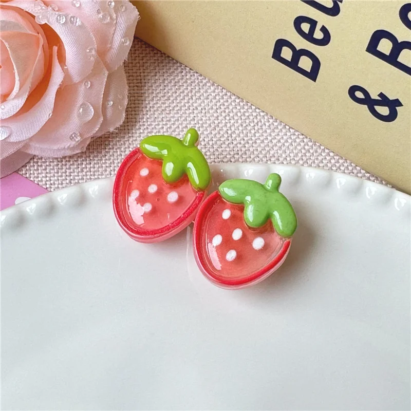 4 Stück/Set Mädchen Haaraccessoires Creme-Farbene Mattierte Eis-Transparente Frucht-Haarspangen Imitierte Frucht-Haarnadeln Pfirsich-Erdbeer-Kopfschmuck – Detail 11