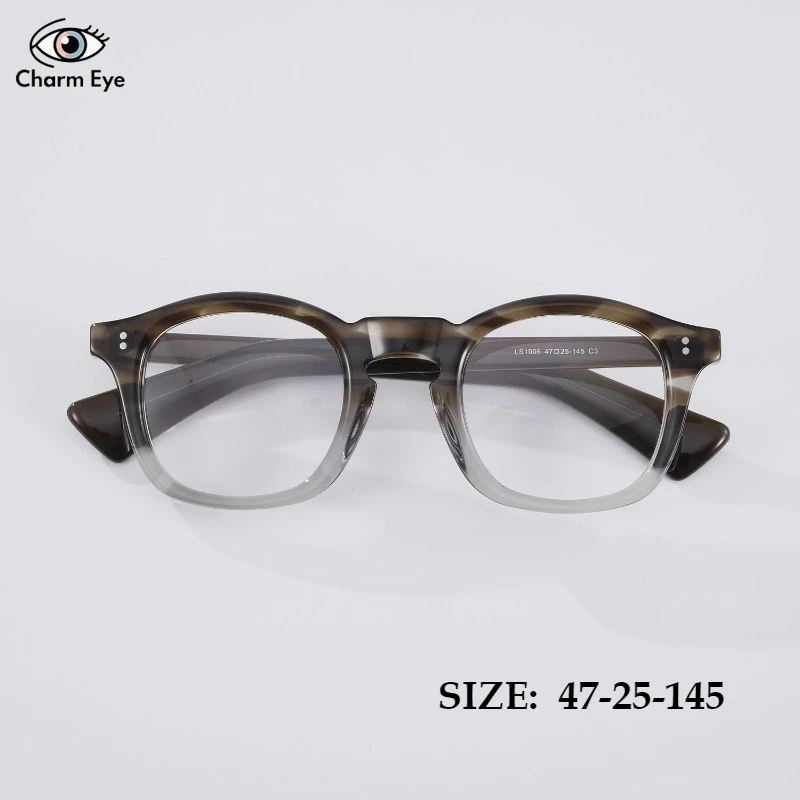 

Vintage Handmade Acetate Glasses Square Men Transparent Gradient Gray Eyeglass Frame Women Optical Myopia Prescription Eyewear