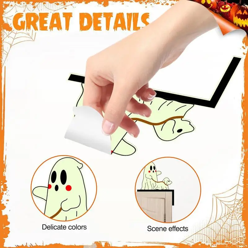 Multifuncional Halloween Door Topper, Adesivo Traseiro, Fantasma Assustador, Dog Walker, Sinal Decorativo, Brilha no Escuro