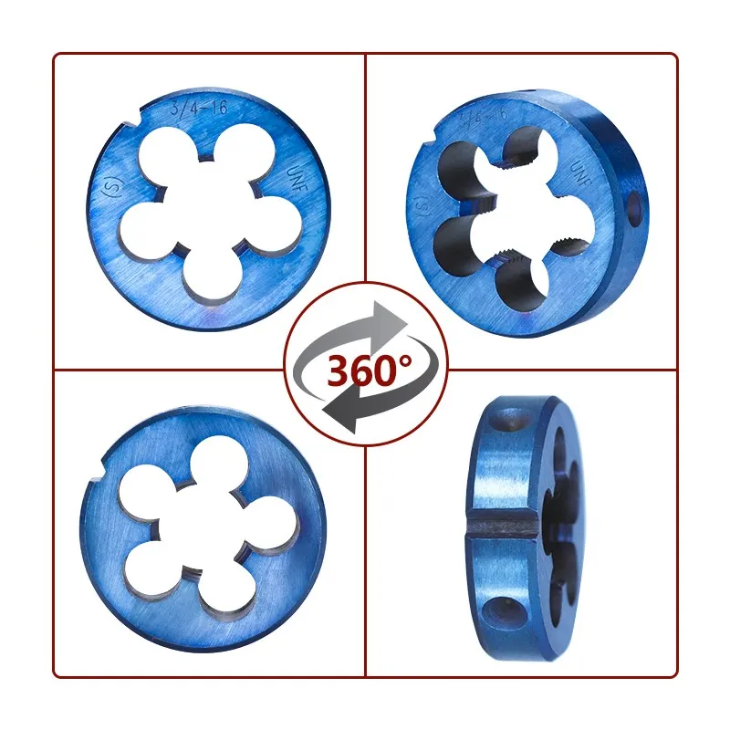 Outils de filetage de machine à revêtement bleu, matrice de filetage, UNC, UNF, UNEF, UN, UNS, 5/16-18, 5/16-20, 3/8-16, 3/8-20, 3/8-27, HSS CharacterBlue