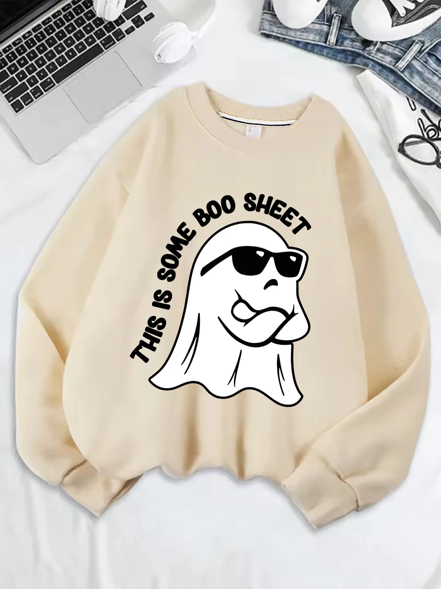 سويت شيرت برقبة دائرية وأكمام طويلة مطبوع كاجوال دافئ أنيق بنمط شخصي ثقيل الوزن (وزن القماش 220–320 جم/م2)