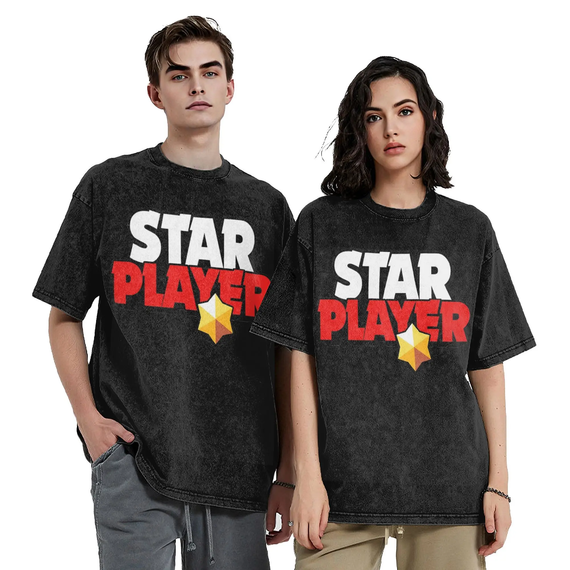 Star player B-Brawls S-Stared Washed T Shirts Streetwear Hip Hop Vintage T-Shirt  Tees Tops for Men Women Cotton Printed