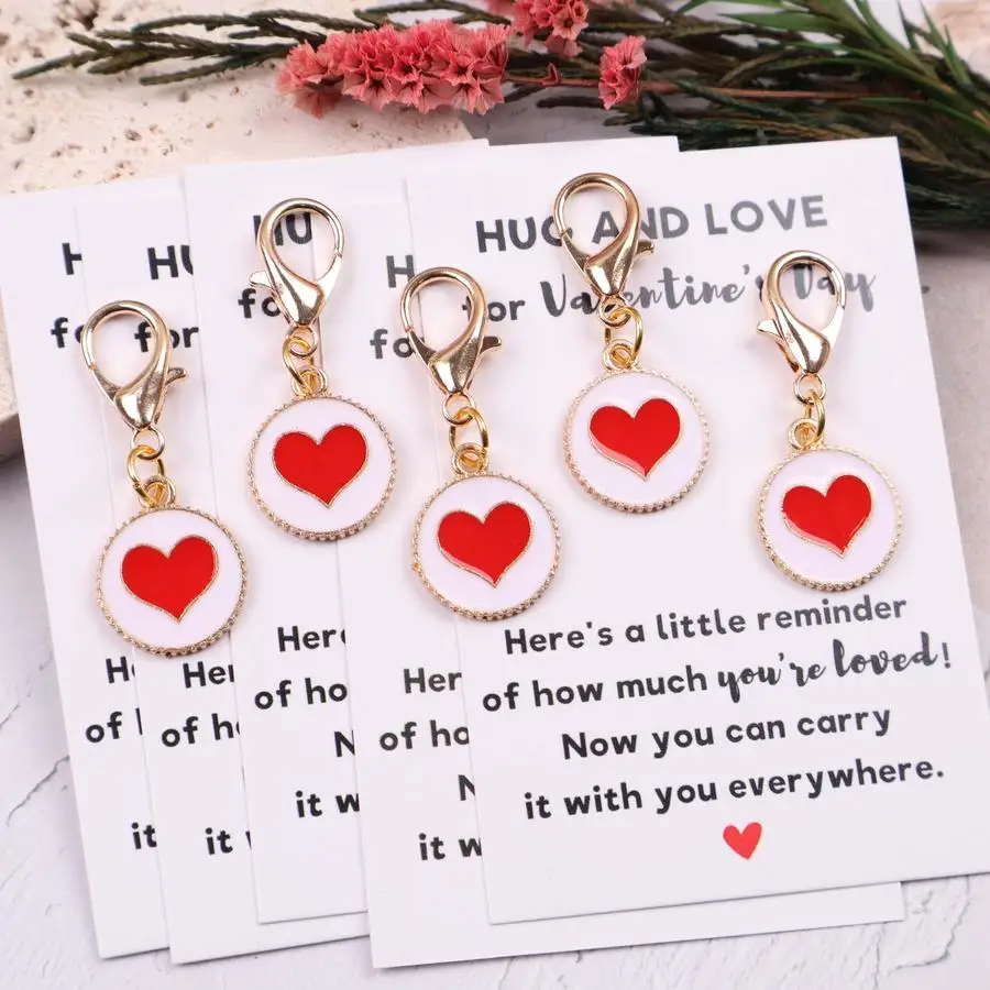 1/5/10/20/50/100pcs Gift For Her/Him A Set of Romantic And Love-Filled Heart-Shaped Keychain Gifts, Including Pocket Hug Cards f