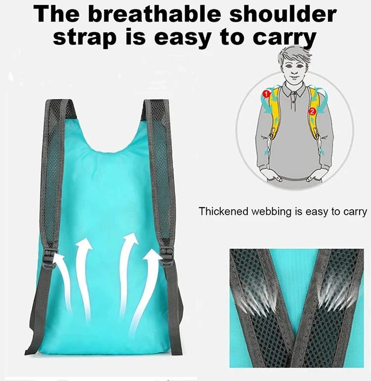 Neuer Unisex-Rucksack, leicht, faltbar, mehrfarbig, Outdoor-Rucksack, Frühlingsmode, Mini-Einkaufstasche – Detail 5