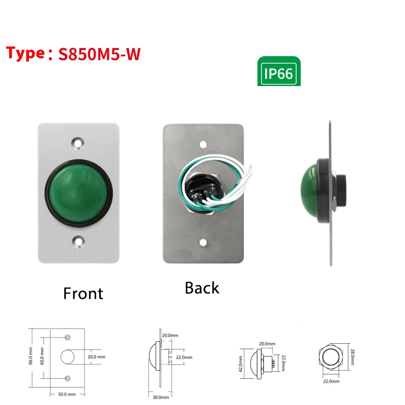 1 Buah Sakelar Luar Ruangan Sakelar Tahan Air Ip66 Kontrol Akses Pintu Otomatis Sakelar Keluar Pelatuk Jogging Panel Baja Tahan Karat 1.8Mm