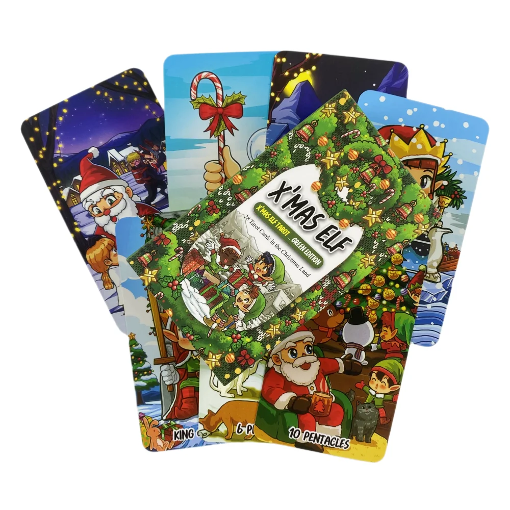 X\'mas Elf Tarot Cards Christmas Green Divination Deck English Versions Edition Oracle Board Playing Table Games For Party