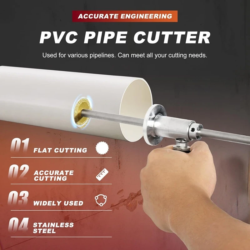 PVC Pipe Inside Cutter Diamond Grit Cutting Wheel And Handle, Fit For 1-1/2Inch To 8 Inch,7Inch Adjustable Cutting Depth