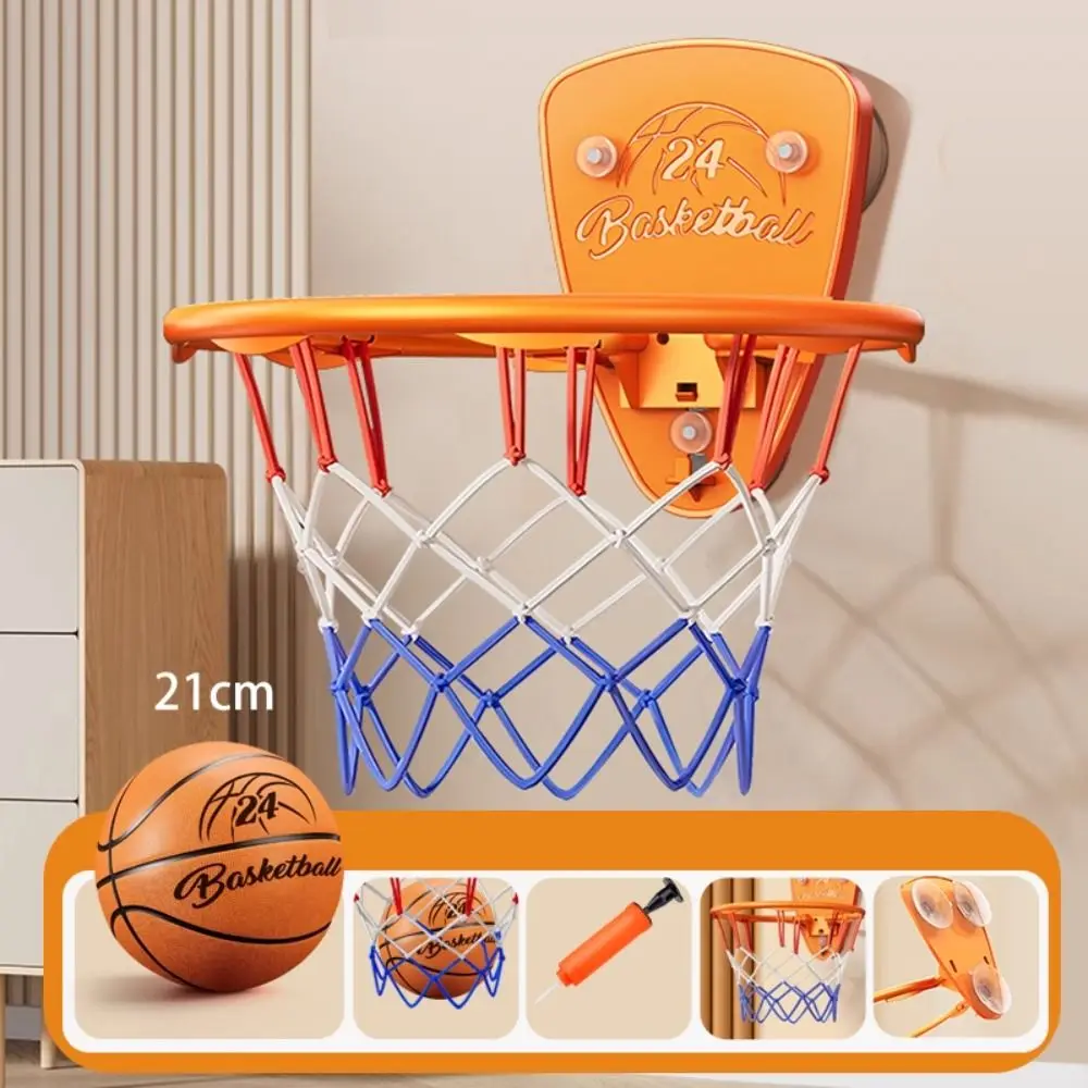 Foldable Baby Basketball Set Cartoon Animal Inflatable Ball Toddler Basketball Hoop No-Drill Installation Basketball Set