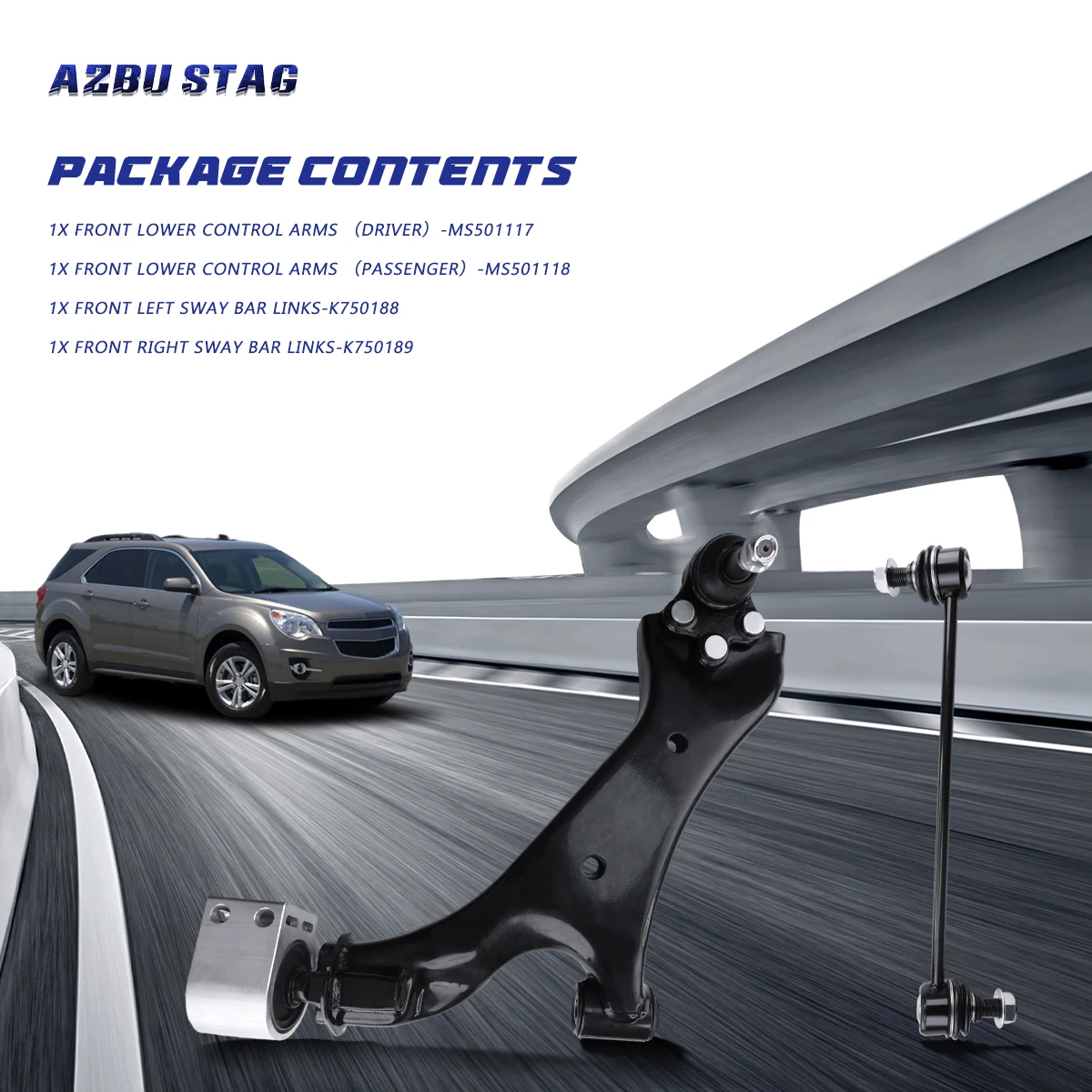 AzbuStag 4 قطعة ذراع التحكم السفلي الأمامي Sway Bar Link لسيارة شيفروليه الاعتدال جي إم سي التضاريس 2010 2011 2012 2013 2014 2015 2016 2017