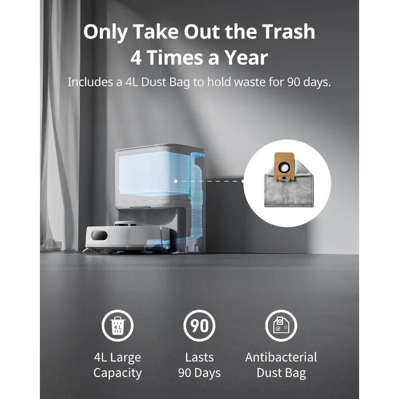 Robot Vacuum Self Emptying for 90 Days Hands-Free, Super Quiet Mini Robotic Vacuum with Powerful Suction