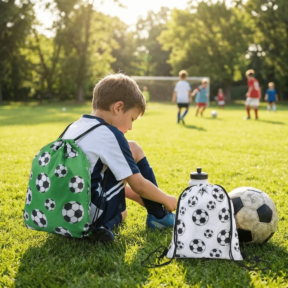 3pcs/set Polyester Material Football Sports Bag Digital Full-Print Drawstring Closure Drawstring Bag Sports Event Bag Backpack