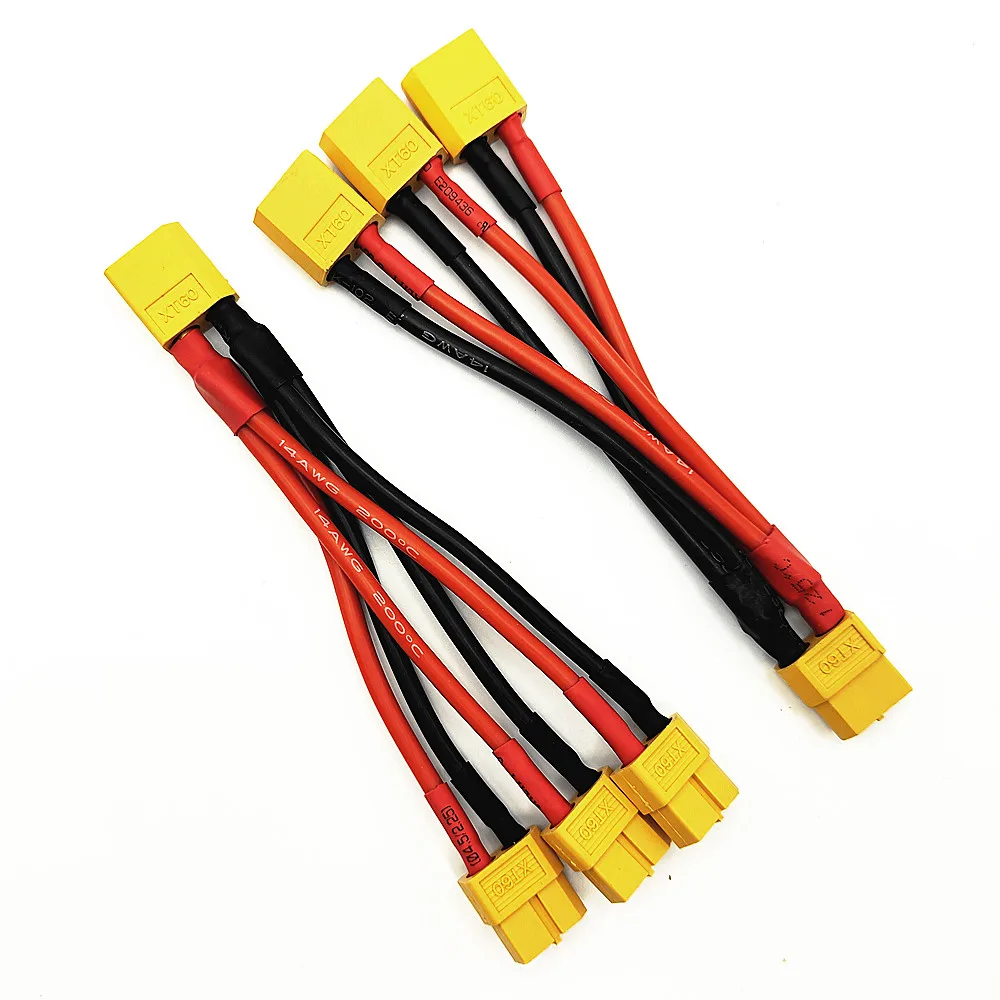 XT60 Parallel Battery Connector Male/Female Cable 1 to 2 1 to 3 Dual   Extension Y Splitter Silicone Wire 14AWG for RC Battery