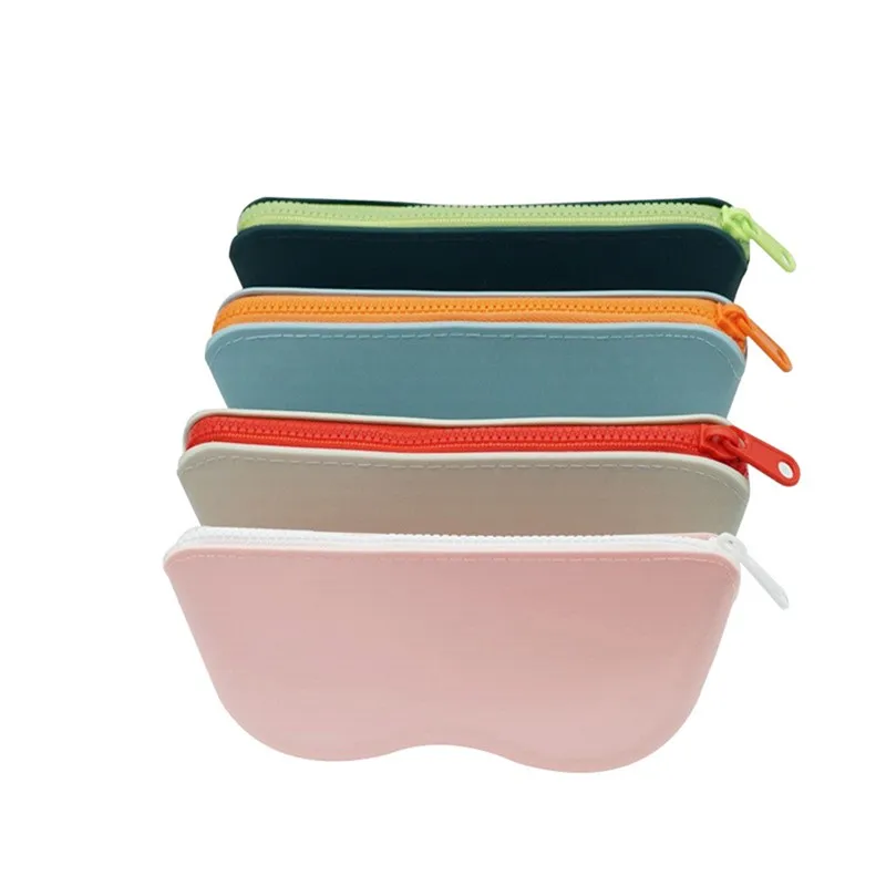 Soft Silicone Zipper Glasses Bag Storage Waterproof Bag Cosmetic Coin Bag Case For Women Girls Candy Color Dustproof Glasses Box