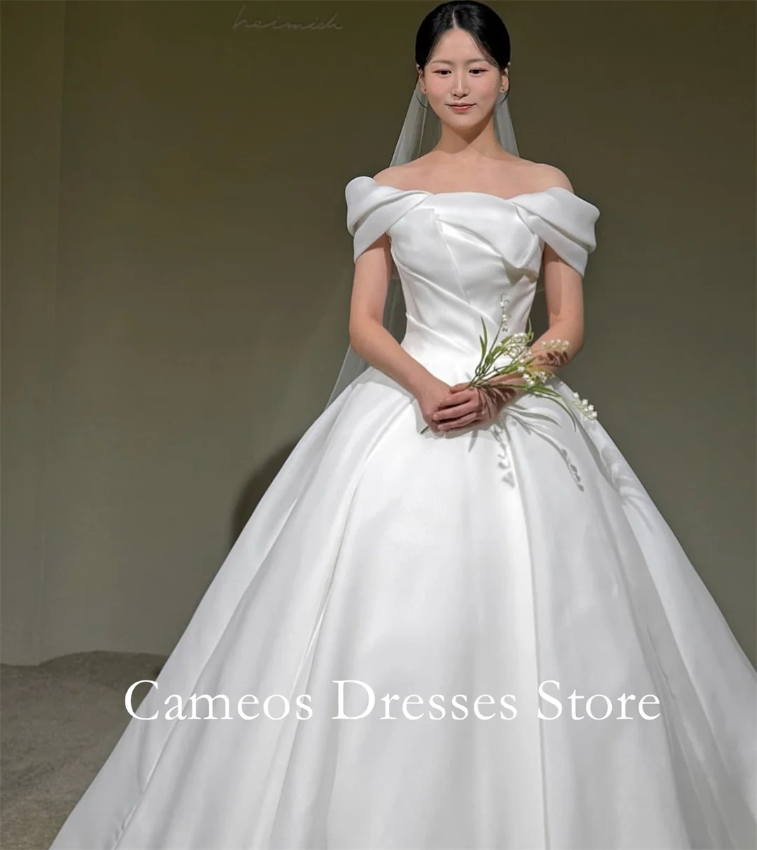 SONDR Customized Off the Shoulder Wedding Dresses Ruched Ball Gowns Organza Corset Korea Brides Gowns Women Bridal Dresses