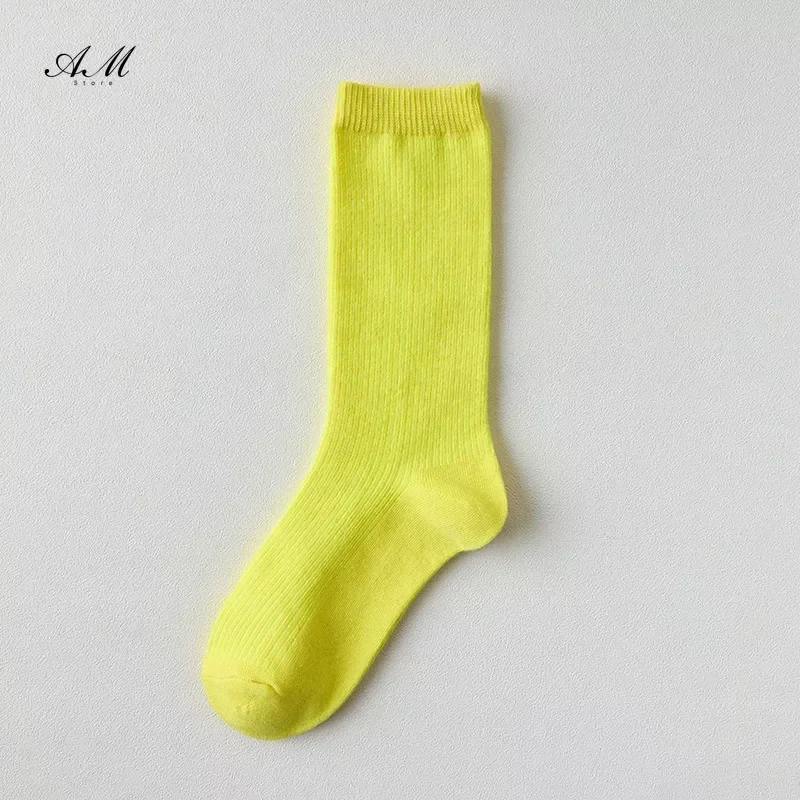 17 Colors Hot Sale Simple Womens Colorful Solid Girls Candy Color Fashion Socks 100% Cotton Socks Famale White Black Socks