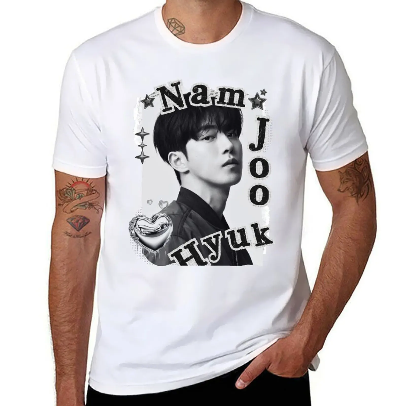 

Nam Joo-hyuk Collage: Classic Black and White T-Shirt man t shirts graphic t shirts cotton 100% T-Shirt