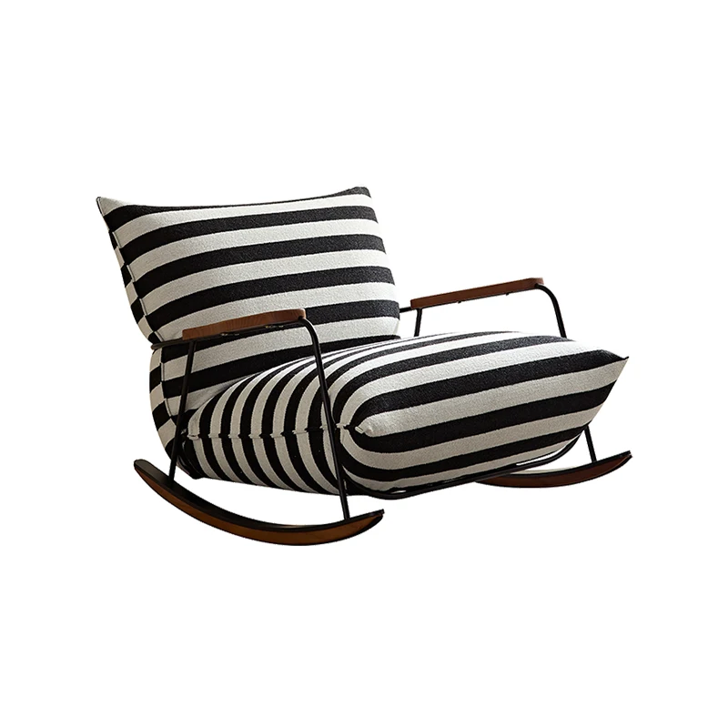 

Light luxury fabric leisure chair, modern home retro lazy rocking chair
