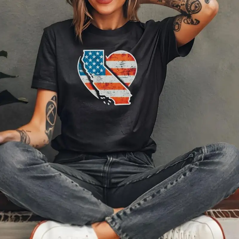 Remake California amor bandera camiseta Vintage americano Ca