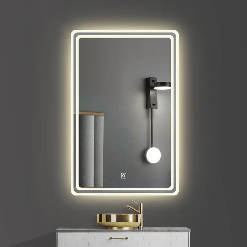 

Toilet Bath Decorative Mirrors Wall Cosmetic Backlight Light Bath Mirrors Rectangular Luminous Espejo Pared Decoration Home