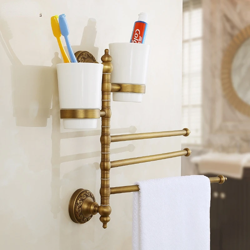 

European style towel rack, towel rack, antique rotating movable towel bar, soap dish, 2-pole, 3-pole toothbrush, kitchen